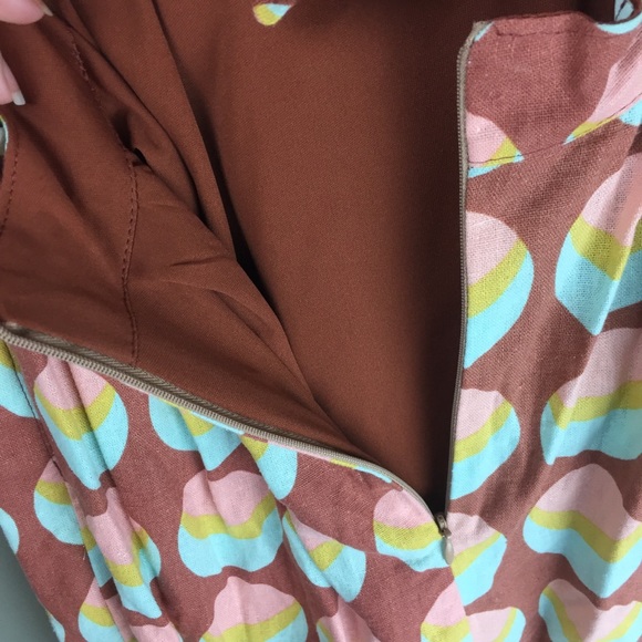 Judith March Retro Open Bow Back Linen Dot Print Dress Size Small - Picture 11 of 13